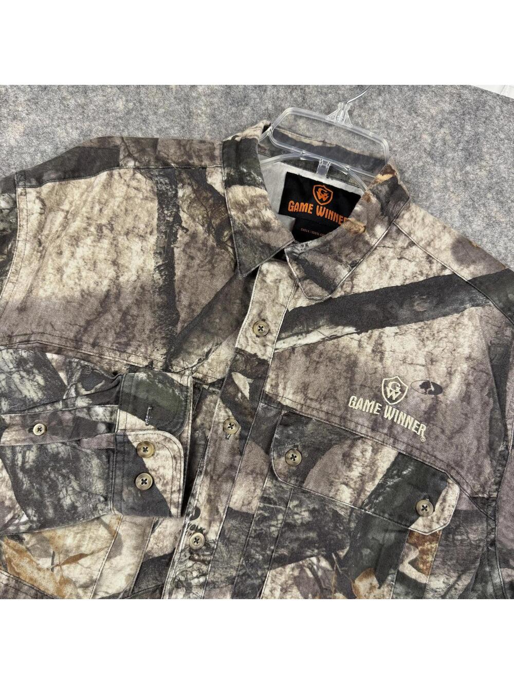 Game Winner Long Sleeve Button Front Hunting Shirt Camouflage Camo Medium 824
